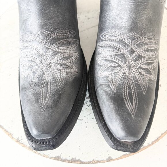 Lane SANDAGA Midi Womens Cowboy Boots 7.5 Cowgirl Western Black Gray Mid Calf - Picture 6 of 9